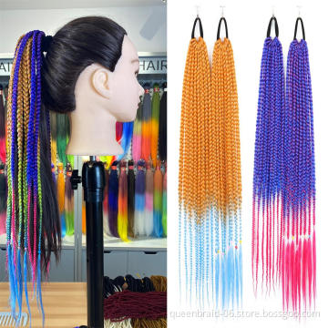 Ponytail Hair Extensions False Overhead Tail With Rubber Elastic Band Braiding Hairpiece Pigtail Synthetic